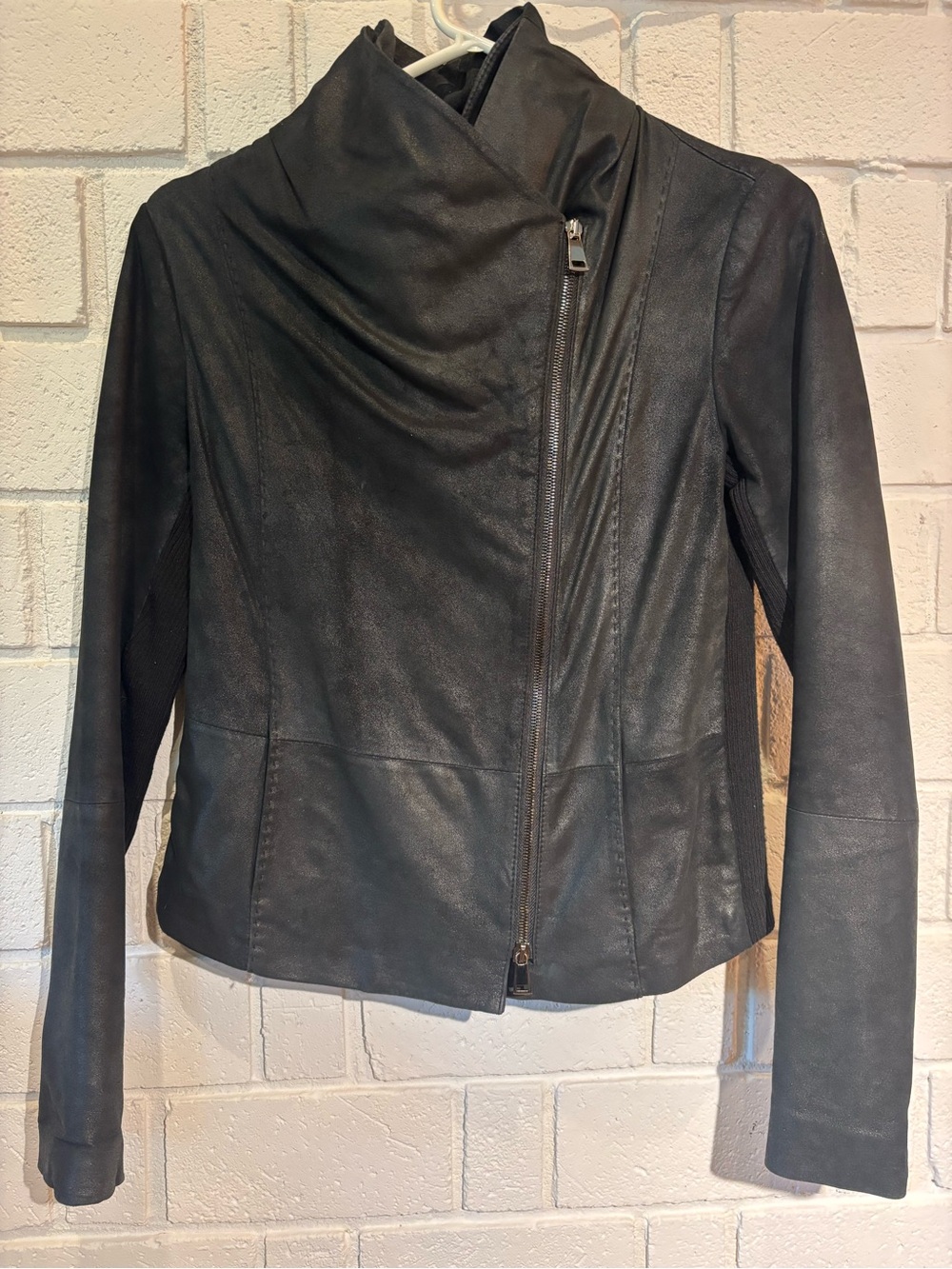 Vince Black Asymmetrical Genuine Goat Leather Jacket